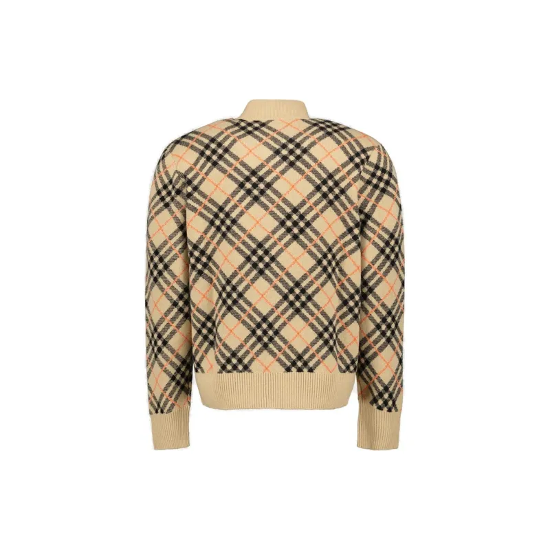 Burberry Checked Knitted Zip Up Cardigan-1