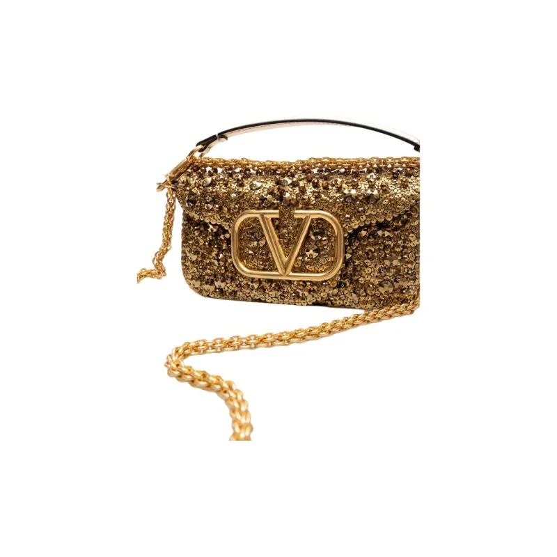Valentino Leather One Shoulder Handbags Women's Gold-2