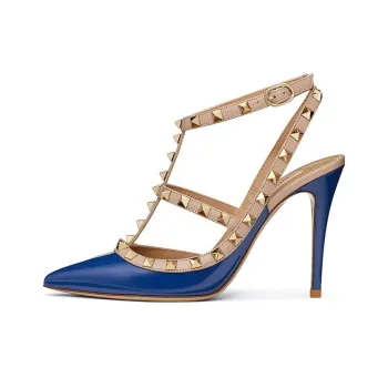Valentino ROCKSTUD Slim Heel High Heels Women's Blue