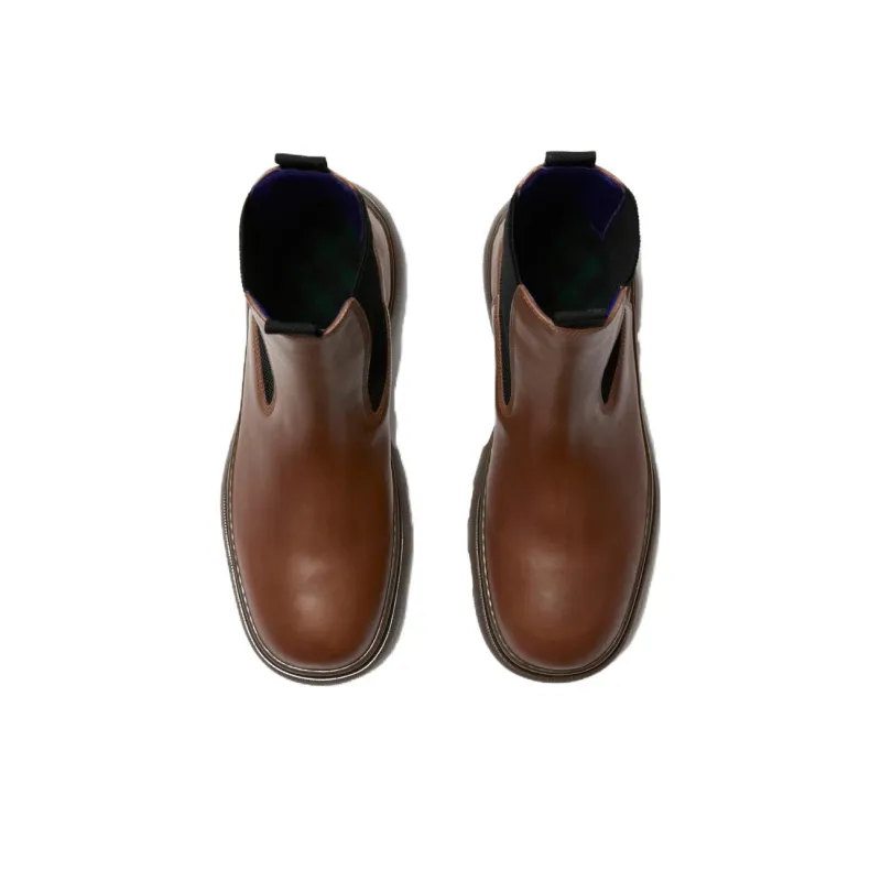 Burberry Short Chelsea Boots Men's Brown-1