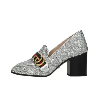 GUCCI High Heels Women's Low-Top Silver