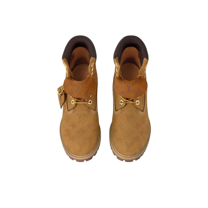 Timberland x LOUIS VUITTON Short Martin Boots Ankle Length Shoes Unisex Brown-3