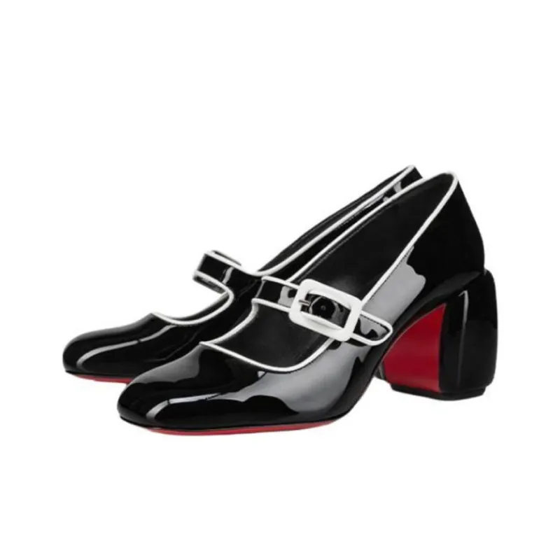 CL Minny Chunky Heel High Heels 7cm Women's Black-2