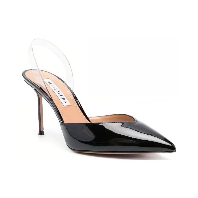 AQUAZZURA V Plexi 90mm Slingback Pumps-2