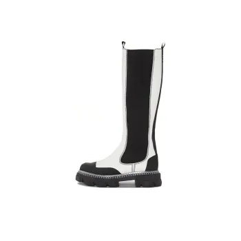 GANNI Knee-High Chelsea Boots Women's Black White