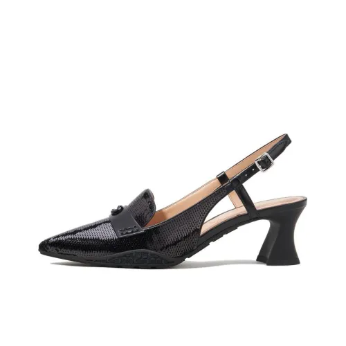 COACH Hybrid Chunky Heel High Heels 5.7cm Women's Black