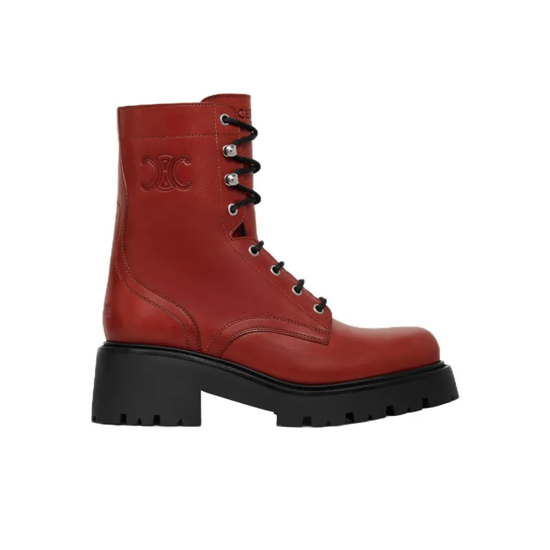 CELINE Triomphe Ankle Boots 4.5cm Women's Red-1