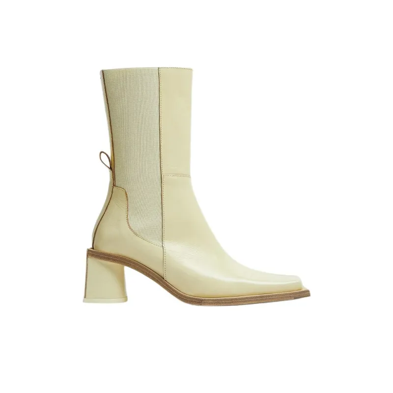 MIISTA Ankle Boots 5cm Women's Beige-1