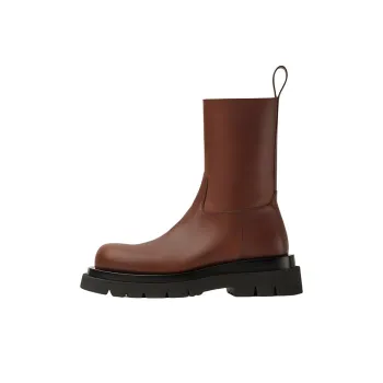 Bottega Veneta Lug Ankle Boots Men's Deep Chestnut