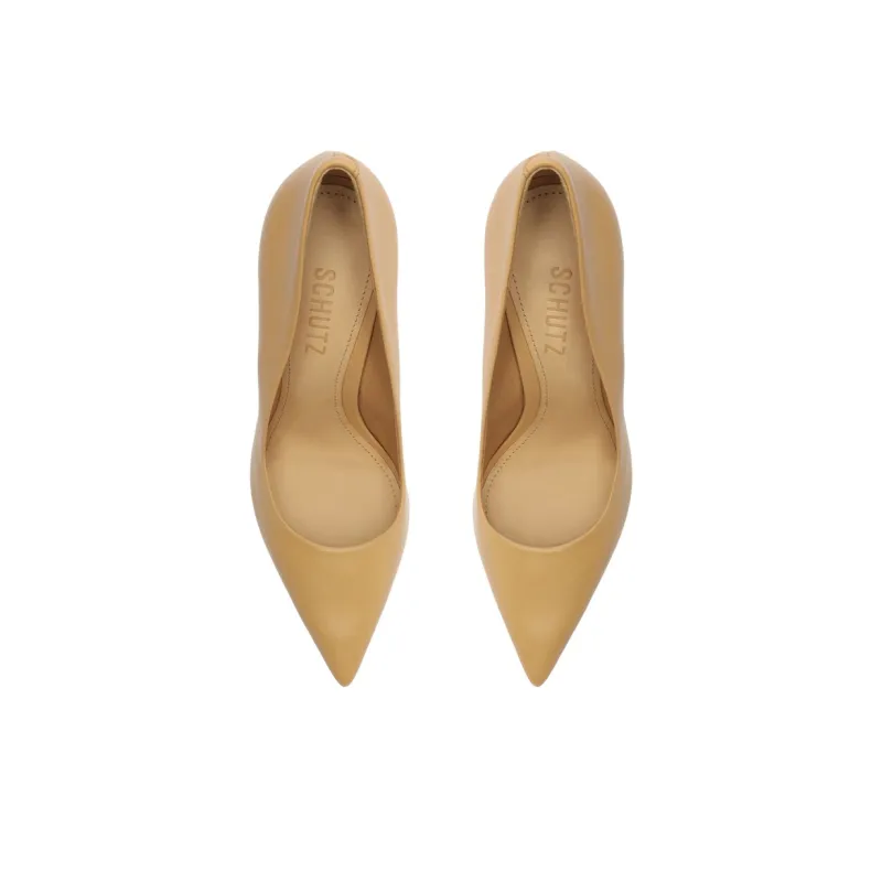 Schutz Lou Slim Heel High Heels 10cm Women's Gold-3