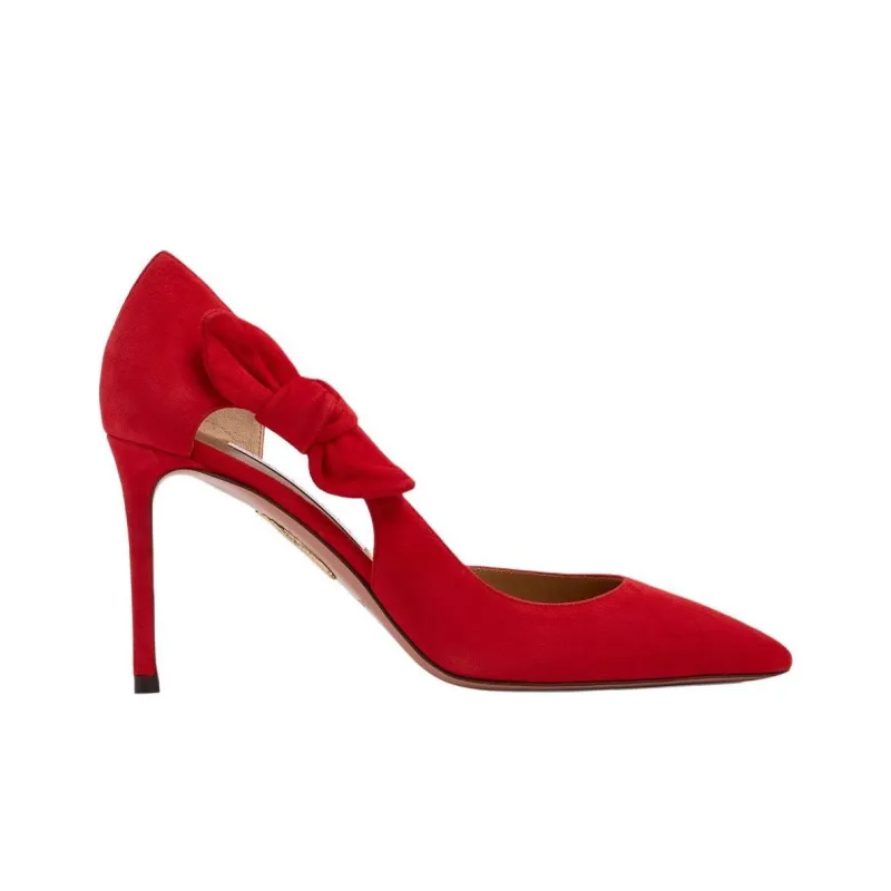 AQUAZZURA Very Bow Tie Slim Heel High Heels 10.5cm Women's Red-1