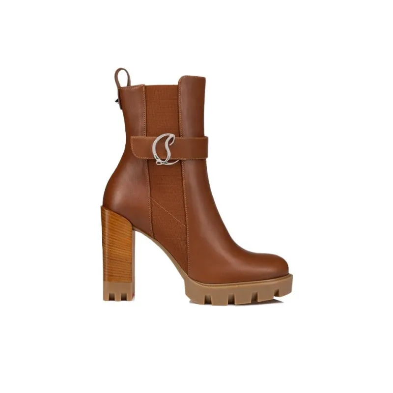 CL Chelsea Lug Short Chelsea Boots 10cm Women's Brown-1