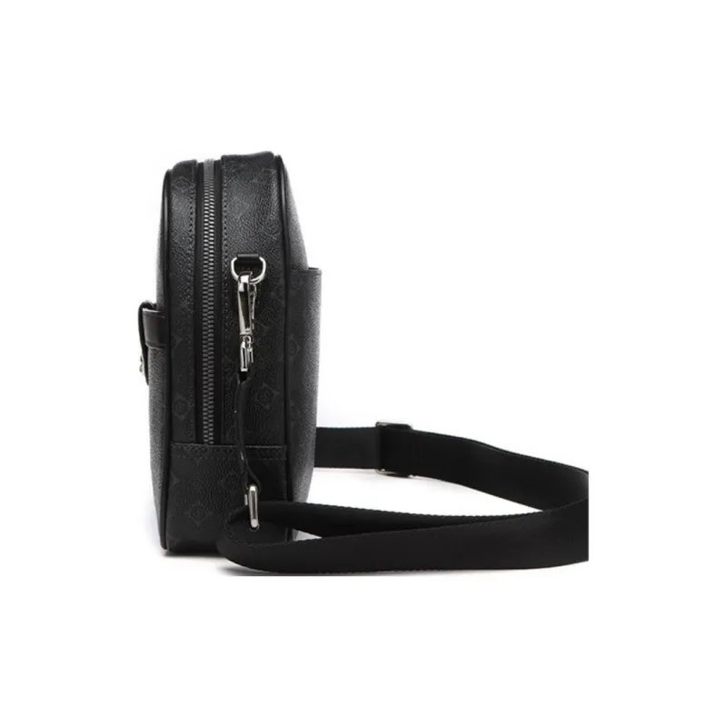 SEPTWOLVES Artificial Leather With Cow Leather Crossbody Bag, Shoulder Bag Regular Men's Black-2