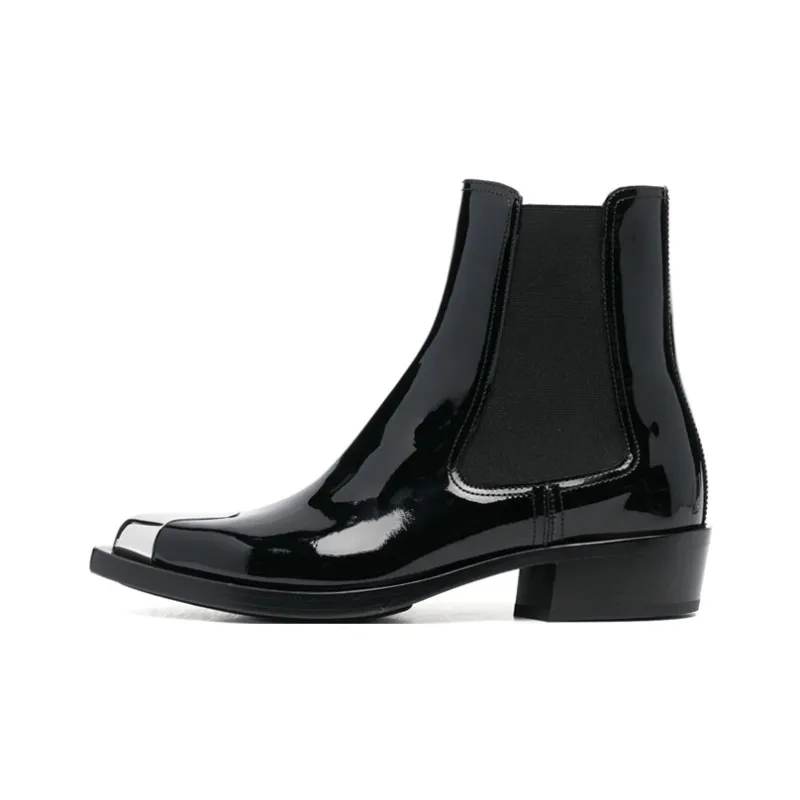 Alexander McQueen Patent Ankle Boots-0