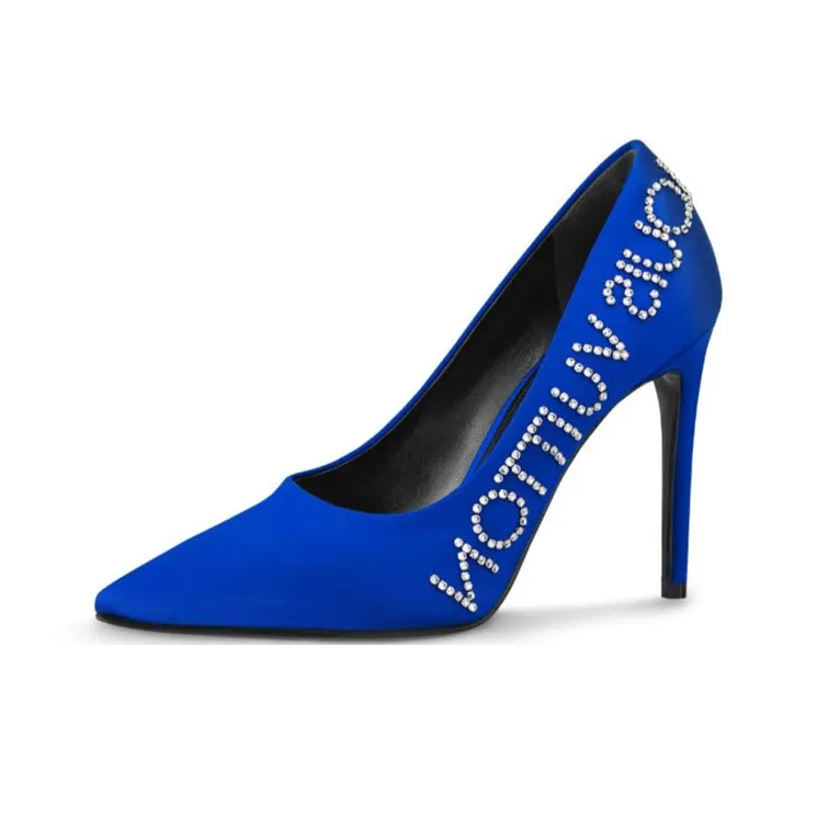 LOUIS VUITTON Call Back Slim Heel High Heels 10.5cm Women's Blue-0