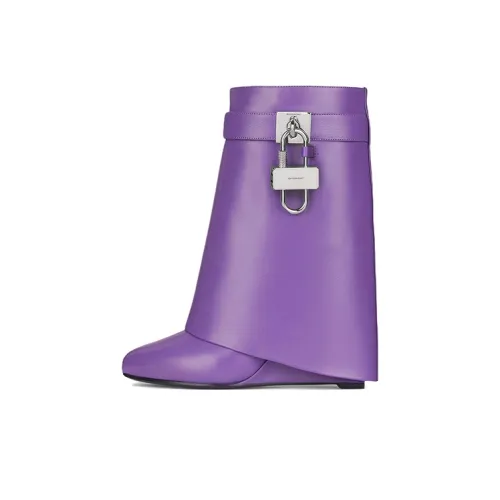 Givenchy Shark Lock Fashion Ankle Boots Women's Purple
