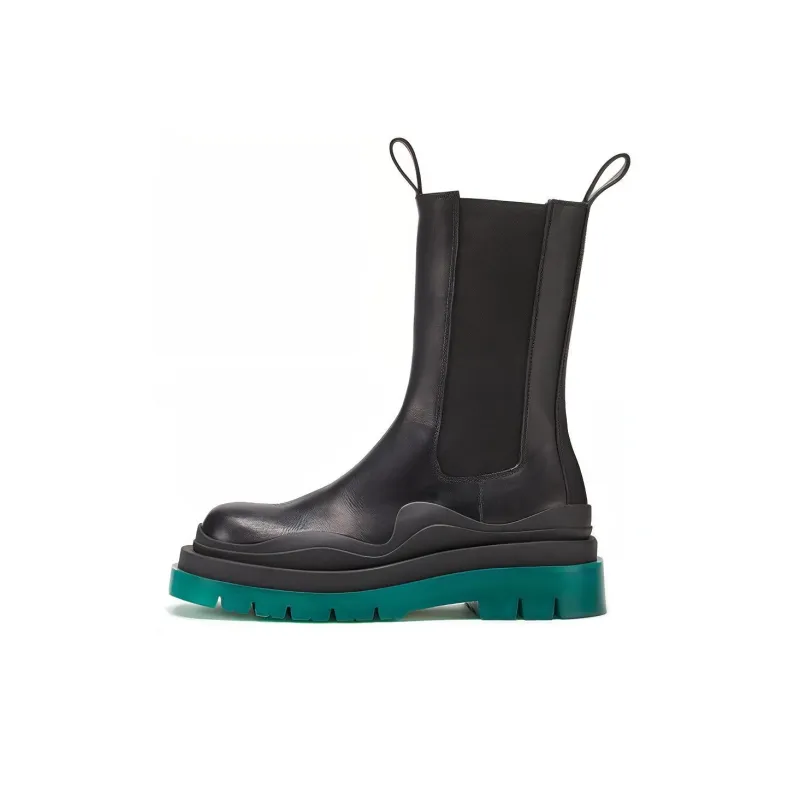 Bottega Veneta Tire Chelsea Ankle Length Chelsea Boots Women's Black Green-0
