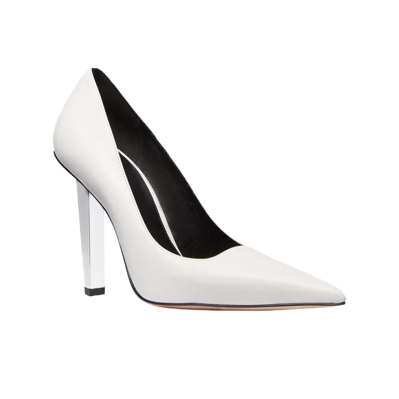 MICHAEL KORS Halle Chunky Heel High Heels 11cm Women's White-2