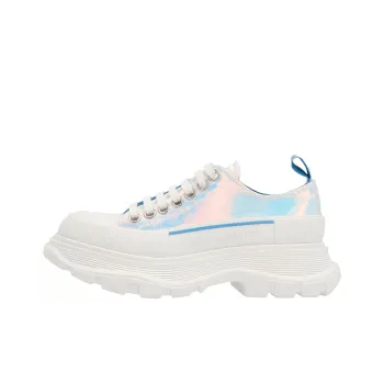 Alexander McQueen Silver Holographic Tread Slick Platform Low Sneakers 'White Multi' Women's