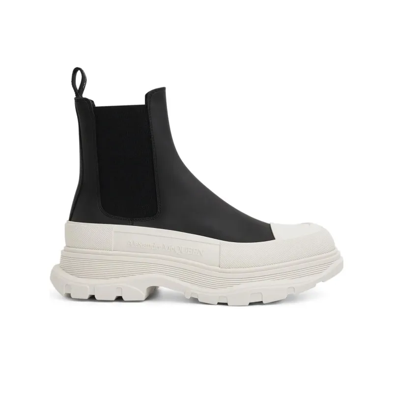 Alexander McQueen Leather Chunky Chelsea Boots 'Black White'-1