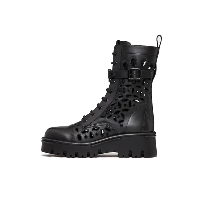 Valentino Women's Atelier 08 Combat Boot 'San Gallo - Black'-0