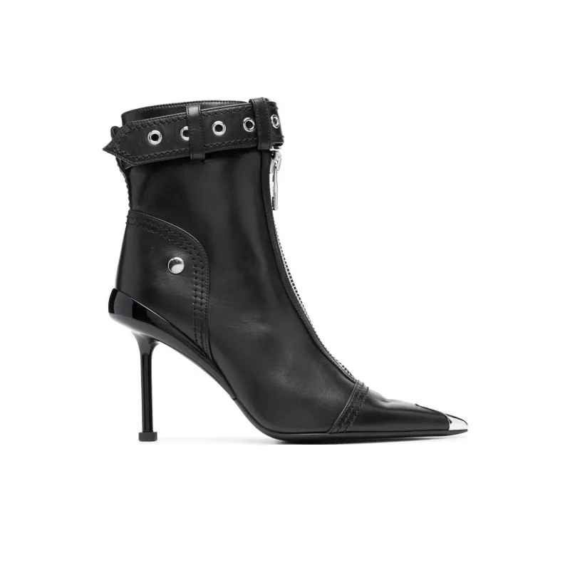 Alexander McQueen Leather Heel Ankle Boots 'Black' Women's-1