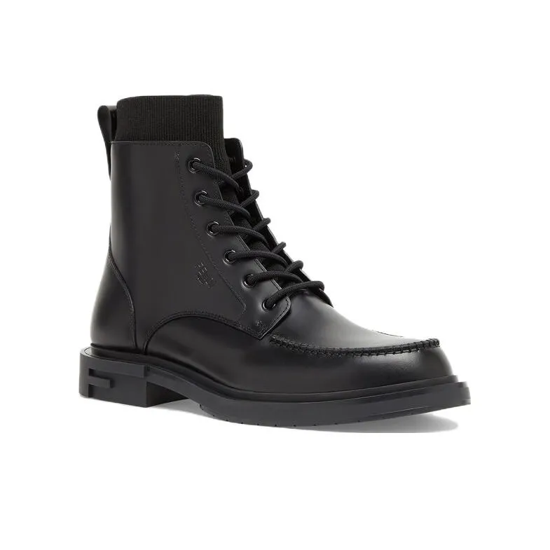 FENDI Frame Short Mid-Calf Martin Boot Men's Black-2