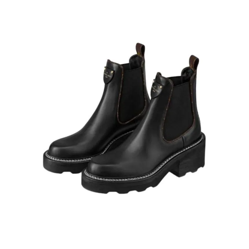 LOUIS VUITTON Lv Beaubourg Chlsea Boots 'Black Brown White' Women's-3