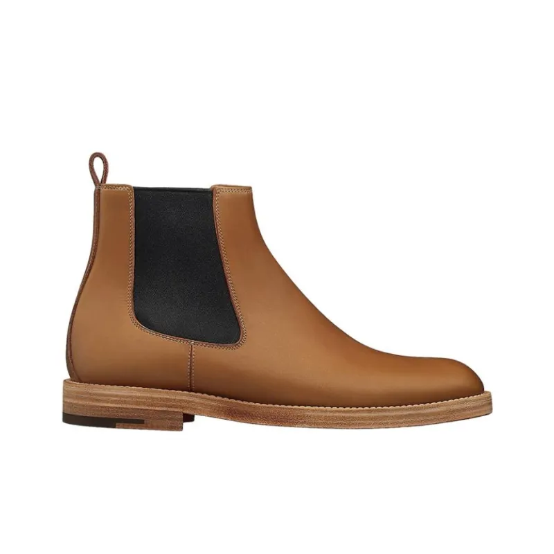 HERMES Caracole Ankle-Length Chelsea Boots Men's Brown-1