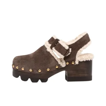 TORY BURCH Chunky Heel High Heels 7cm Women's Dark Coffee