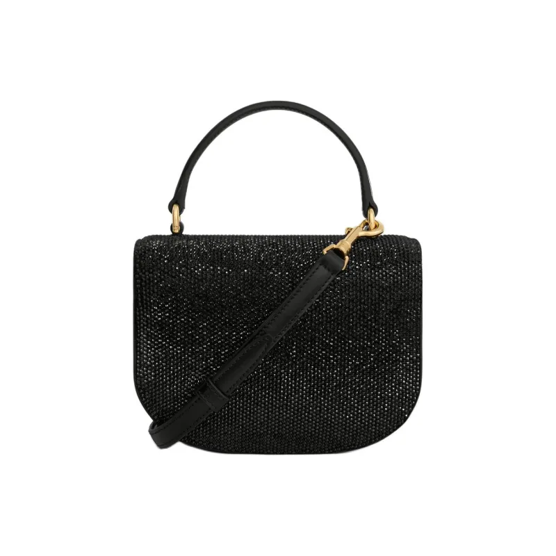 CELINE Besace Rhinestone Calfskin One Shoulder Handbag Mini Women's Black-2