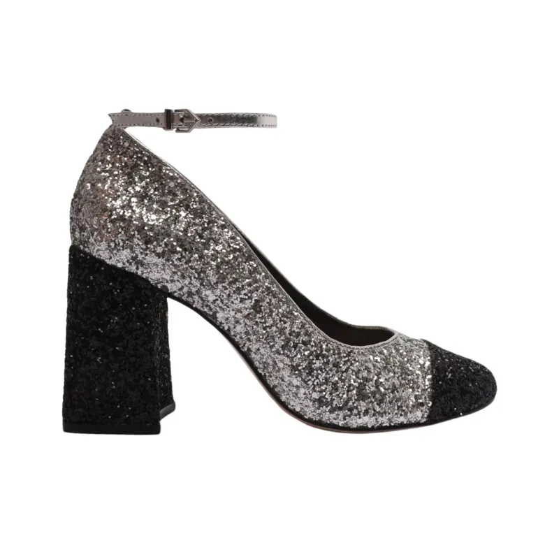 Schutz Dorothy Shine Chunky Heel High Heels 8.7cm Women's Silver-1
