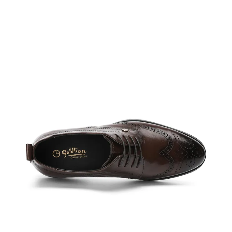 GOLDLION Dress Shoes Men Low Top Black/Brown-7