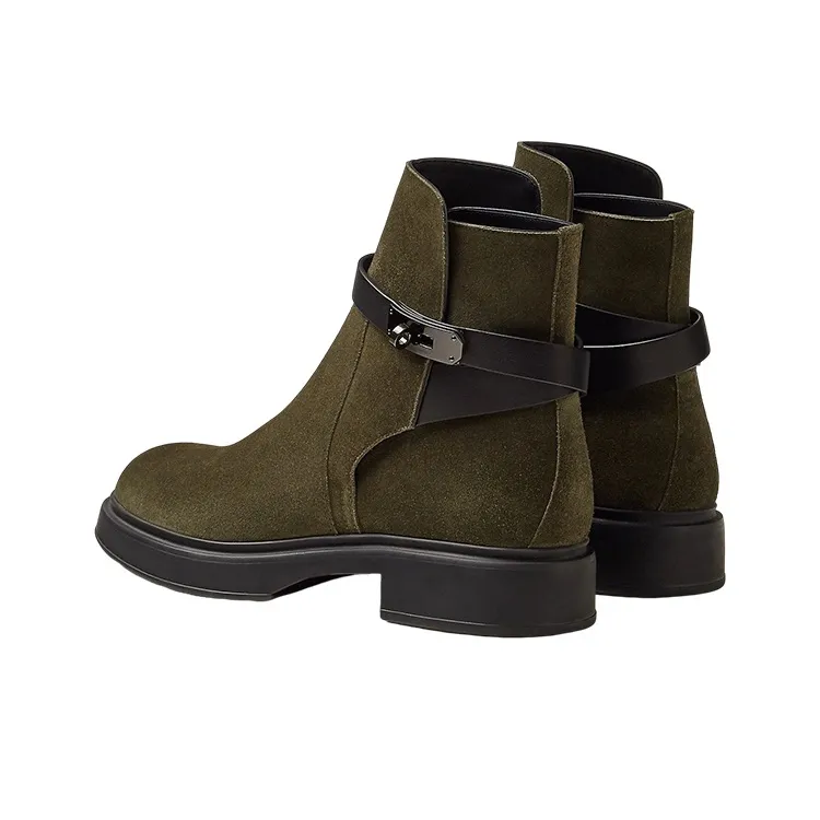 HERMES Veo Ankle Boots Men's Green-4