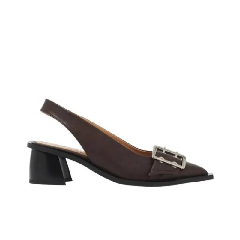 GANNI Chunky Heel High Heels 5cm Women's Brown-1