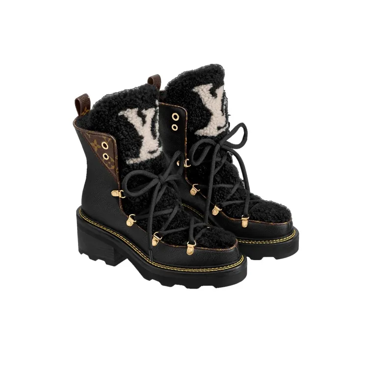LOUIS VUITTON Beaubourg Ankle Boots Women's Mid-Top Black-2