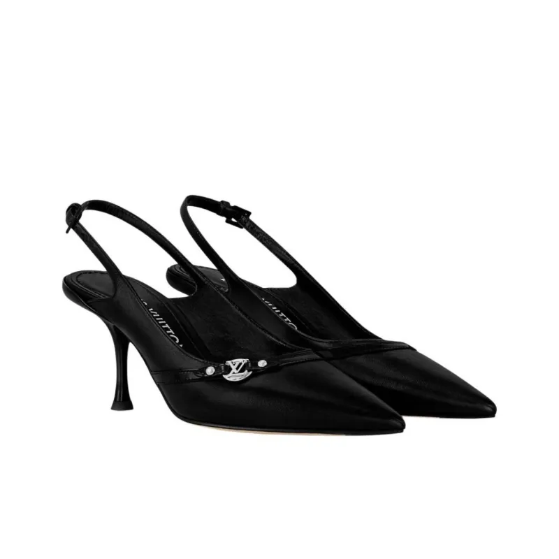 LOUIS VUITTON 6AM Slim Heel High Heels 7.5cm Women's Black-2