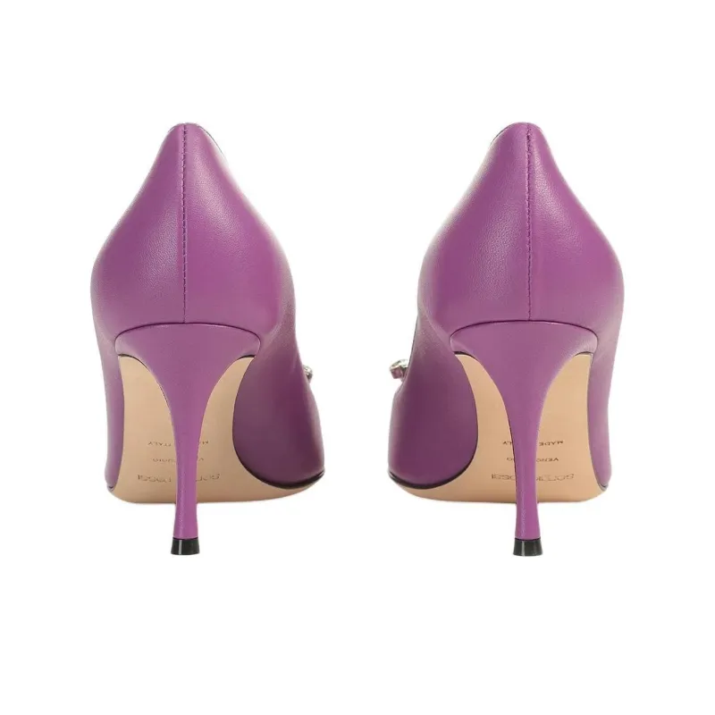 SERGIO ROSSI Sr Godiva Slim Heel High Heels 7.5cm Women's Purple-4