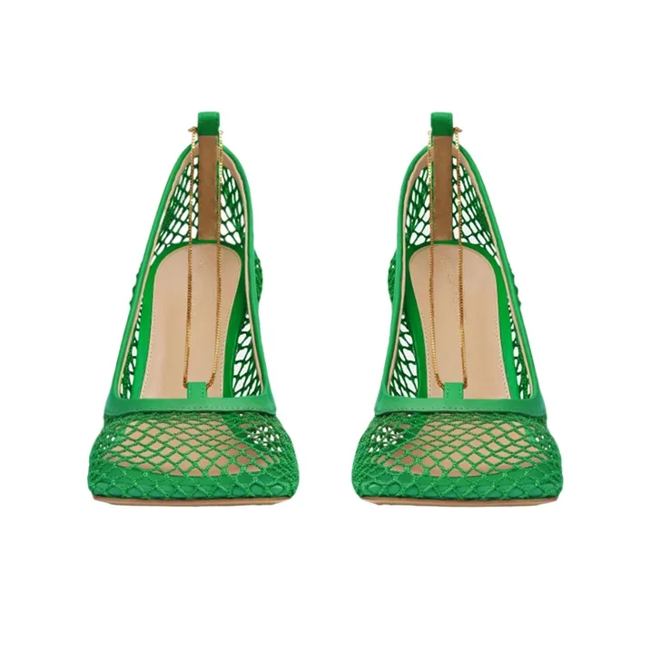 Bottega Veneta Mesh Square Toe Pumps-2