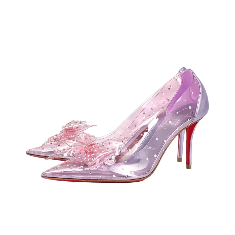 CL LUBOTING Jelly Strass High Heels 8cm Women's Light Purple-2