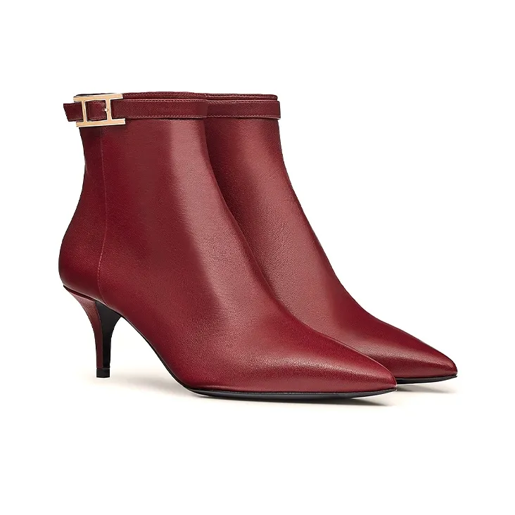 HERMES Blanche Ankle Boots Women's Sanglia Red Ancora Red-3