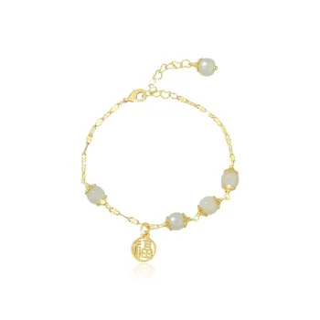 Zoo Jewel Hetian Jade Bracelets Pale Greenish White Jade Women's