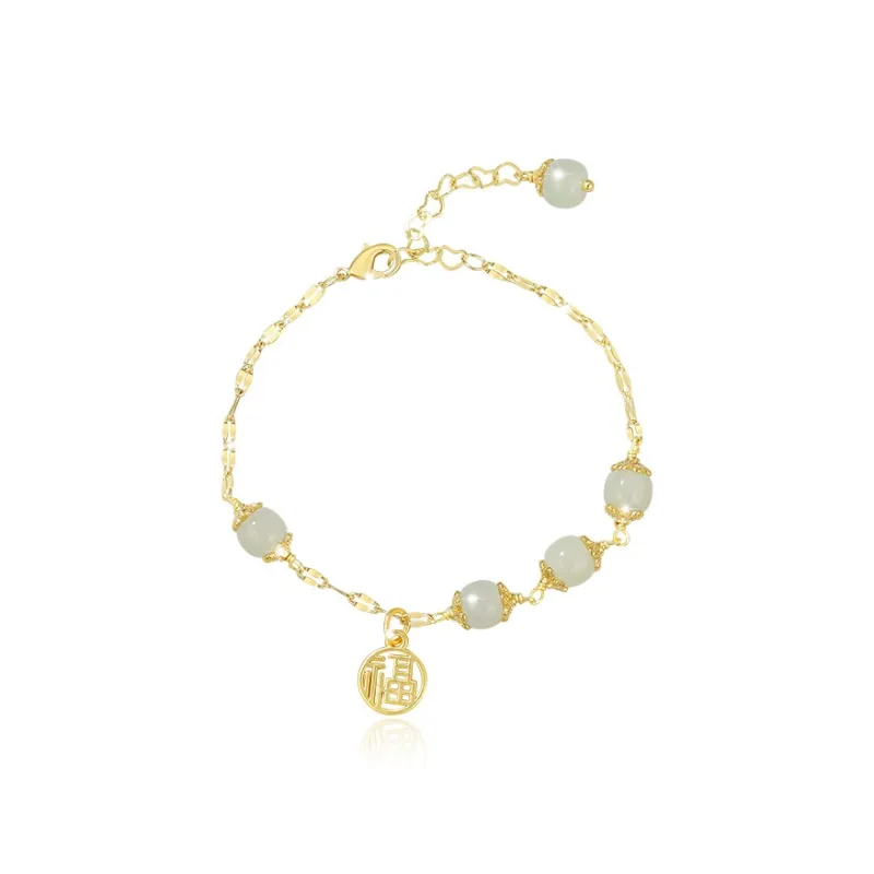 Zoo Jewel Hetian Jade Bracelets Pale Greenish White Jade Women's-0