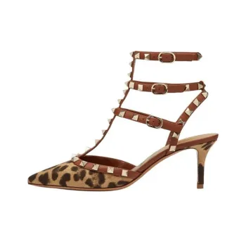 Valentino ROCKSTUD GARAVANI Slim Heel High Heels 7cm Women's Brown
