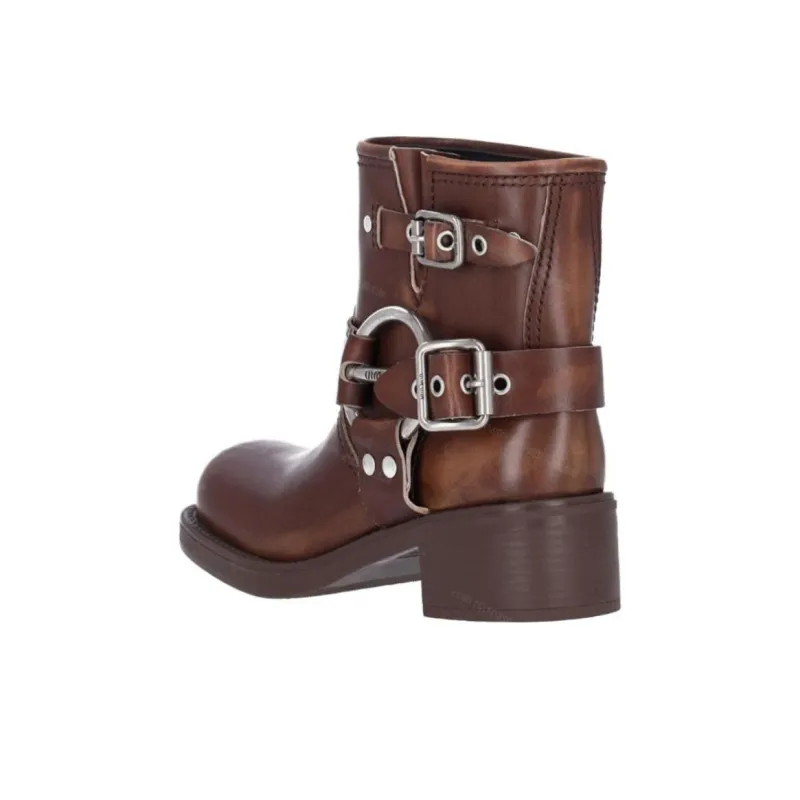 MIU MIU Ankle Boots 3cm Women's Brown-4