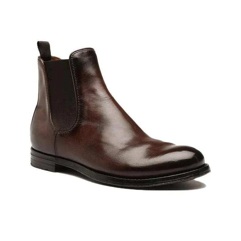 Officine Creative Anatomia Ankle Length Chelsea Boots Men's Coffee-2