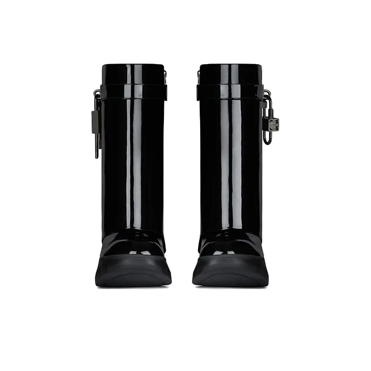 Givenchy Shark Lock Biker Fashion Ankle Boots Women's Black-2
