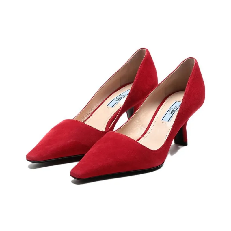 PRADA Slim Heel High Heels Women's Red-2