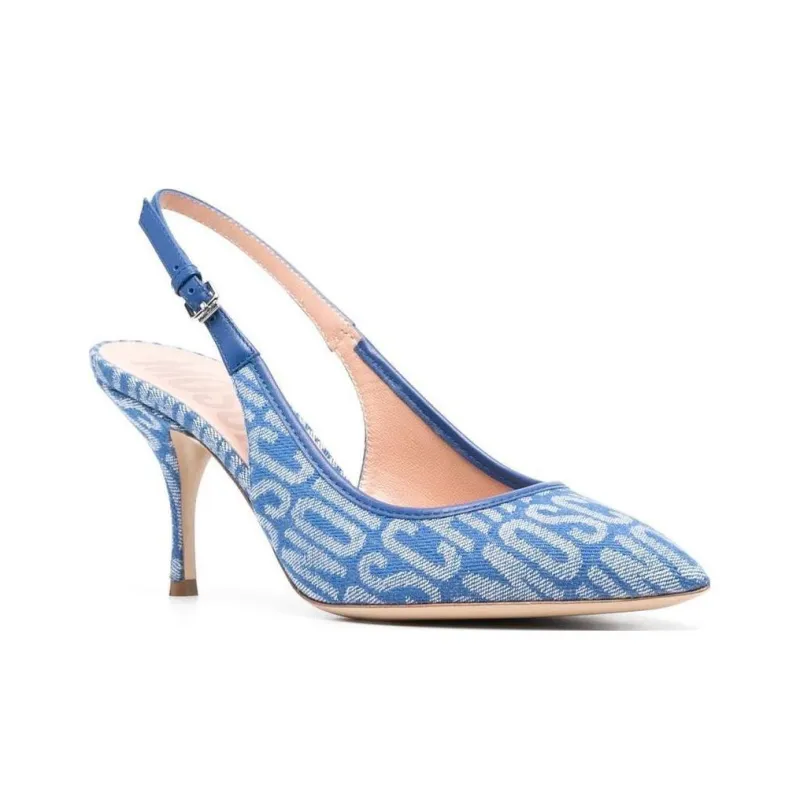 MOSCHINO Logo-pattern Slingback Pumps-1