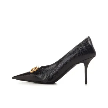 Balenciaga Square Knife Bb Croc Effect Leather Pumps 'Black' Women's